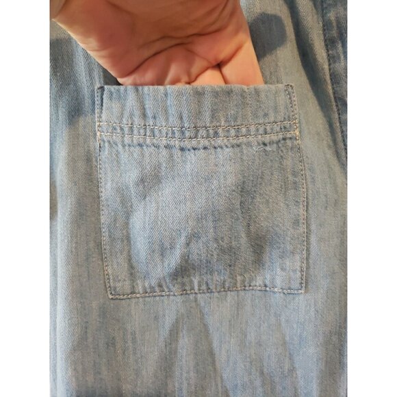 Madewell Shirt Dress Chambray Courier Blue  S Short Sleeve Button Cotton Linen - Picture 3 of 10